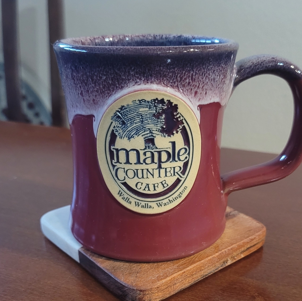 DENEEN POTTERY 2017... Ceramic Mug - Burgundy and Cream